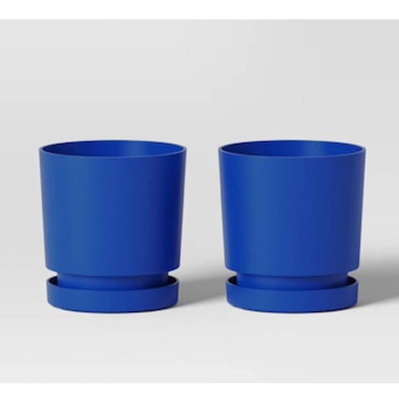 NWT 6 pack Recycled Resin Indoor Outdoor Planter Pots Blue 4"x4"×4" - Picture 2 of 2